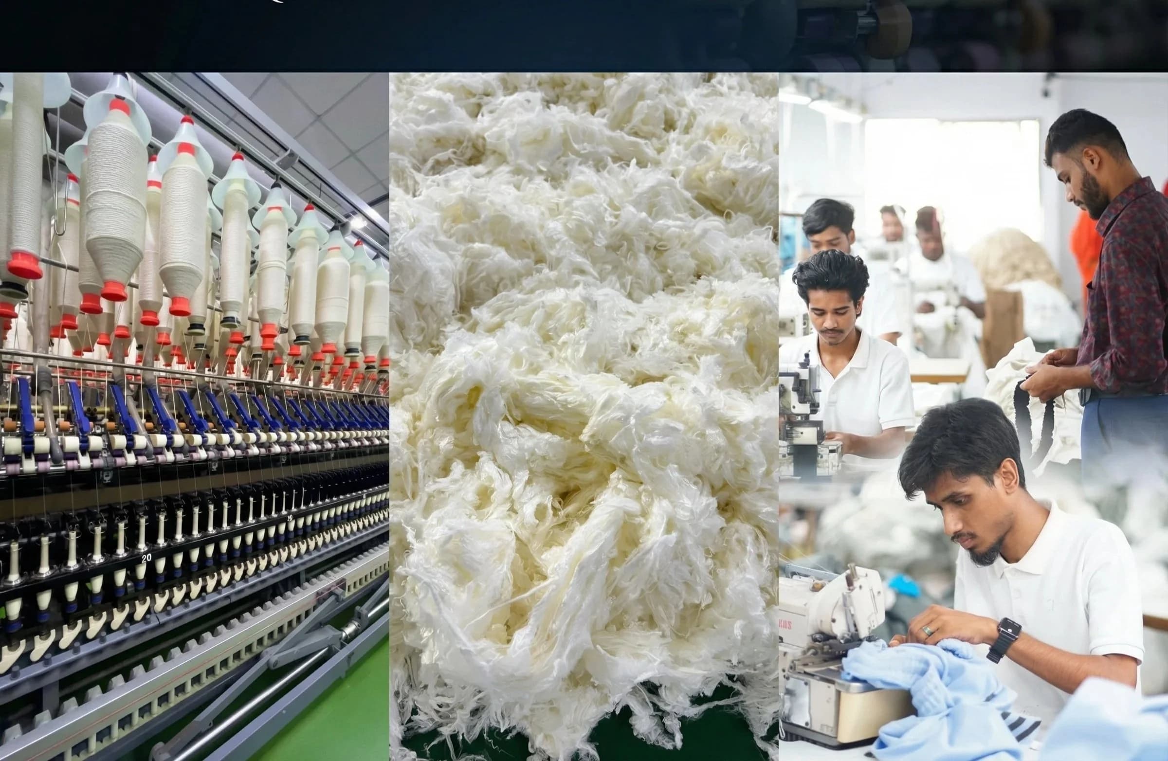 Inside a Belle Vouz group facility — yarn spinning, raw cotton and the sewing floor